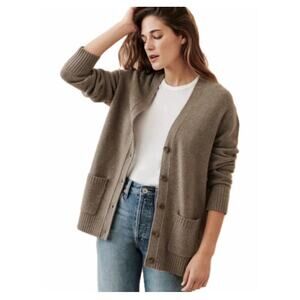 Jenni Kayne Everyday Wool & Cashmere Blend Cardigan in Barley Tan - XS